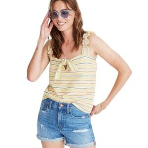 Madewell Texture & Thread Tie-Front Tank Top in Smithfield Stripe in Medium